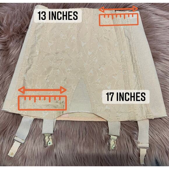 Vtg 50s Boned Embroidered Girdle Skirt Smart Fit SZ 27 Floral Shapewear B5 - Picture 9 of 10